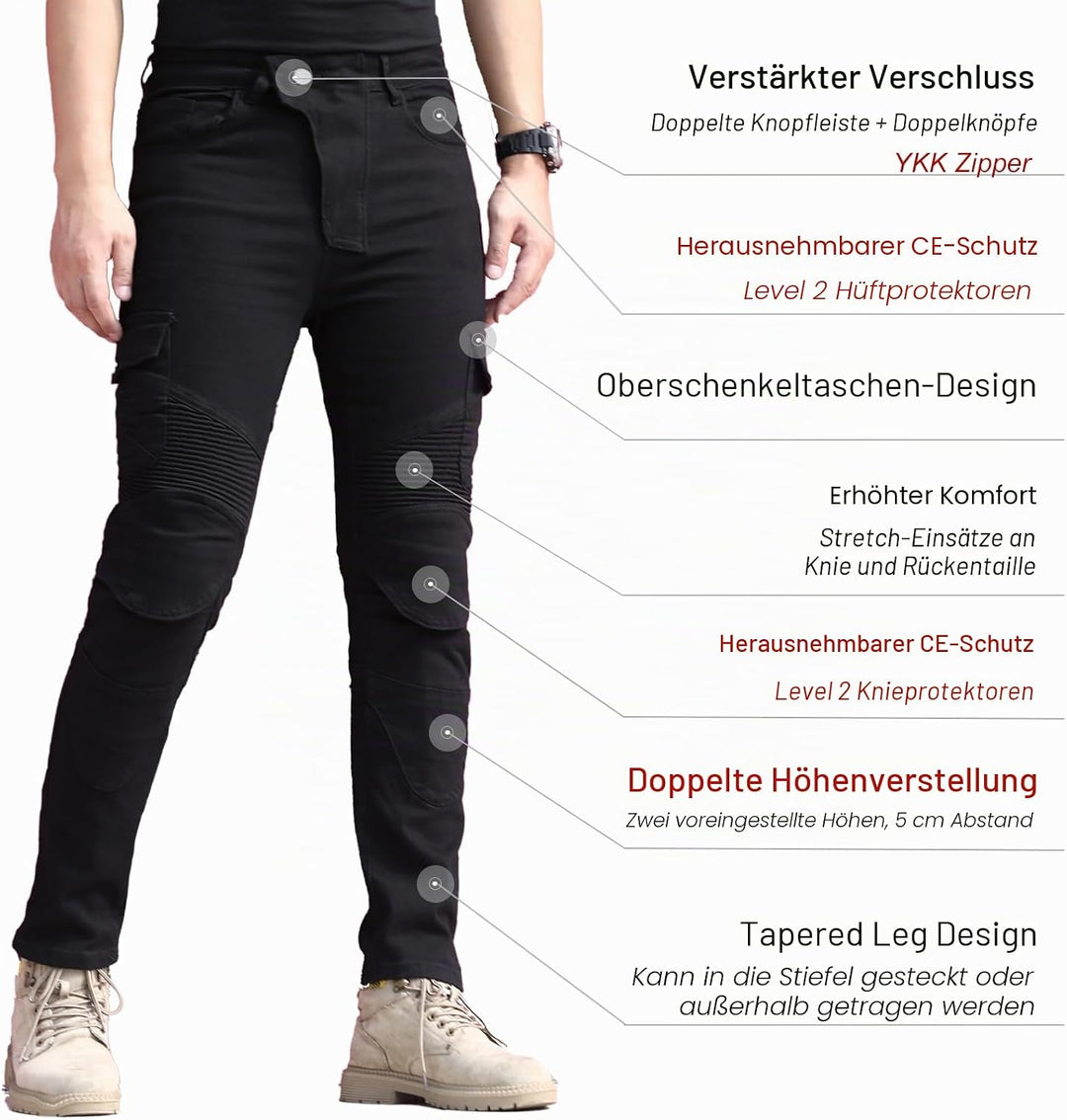 CTBQiTom Morradhose Herren Motorrad Hosen Motorrad Jeans Motorradhose Jeans Gepanzert mit CE Rüstung