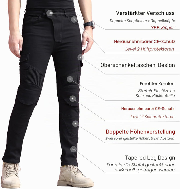 CTBQiTom Morradhose Herren Motorrad Hosen Motorrad Jeans Motorradhose Jeans Gepanzert mit CE Rüstung