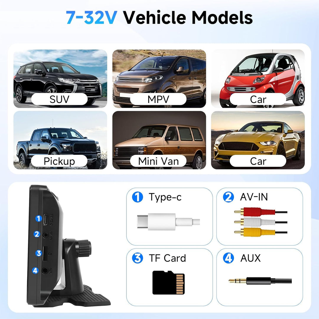 Hodozzy Tragbares Autoradio Wireless Carplay Android Auto, 10,26 Zoll IPS Touchscreen Bildschirm Tra