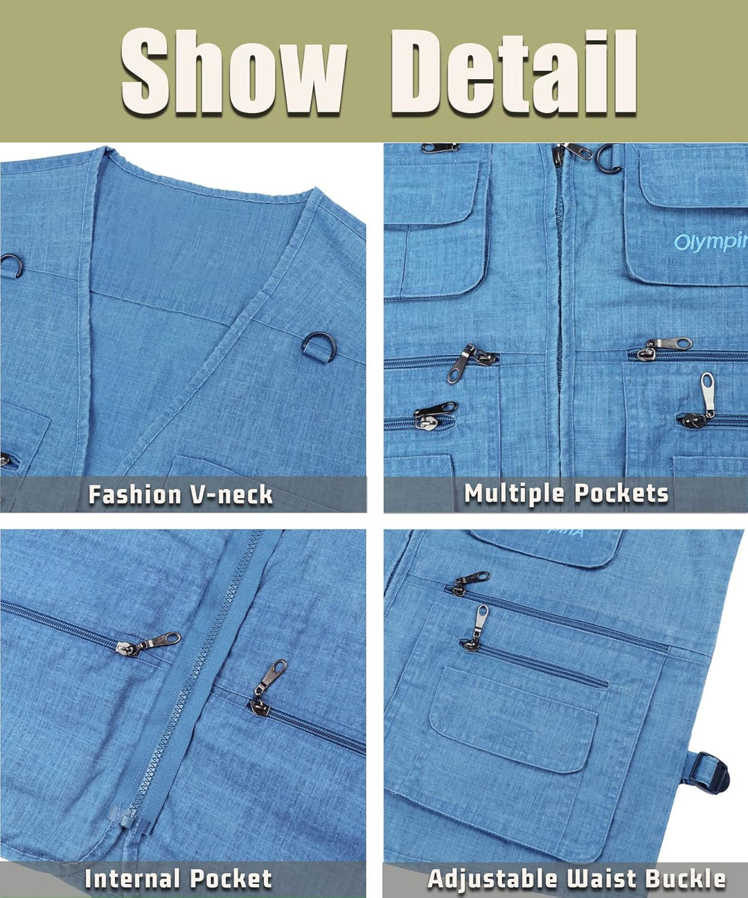 Herren Outdoor Anglerweste mit vielen praktischen Taschen Sommer Atmungsaktiv Multifunktionsweste Le