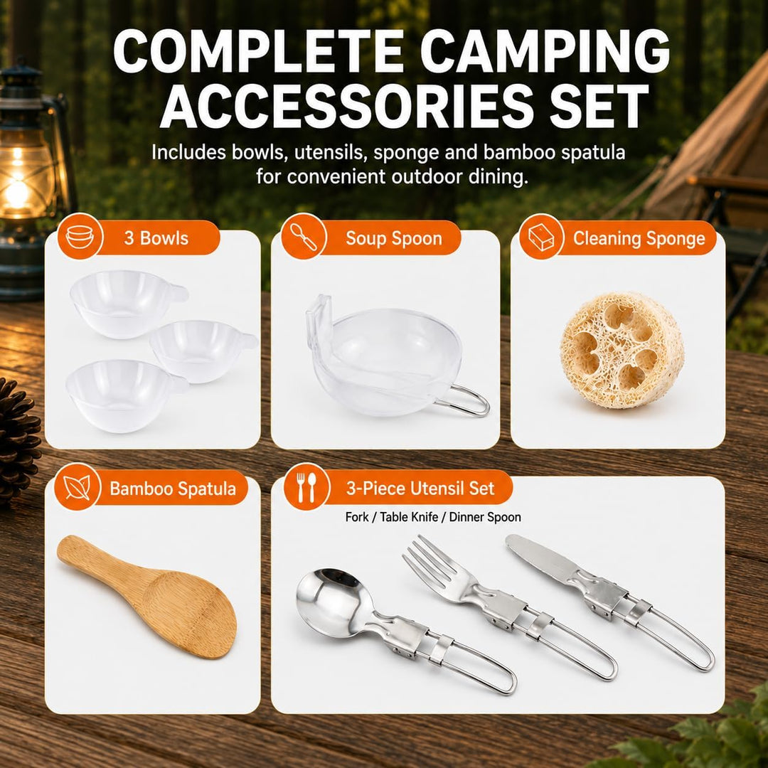 aiGear Camping Kochgeschirr Set/Outdoor Geschirr Set | Camping Topf Kochtopf Tragbar Aluminium | mit