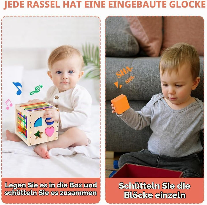 Ainiv Formsortierwürfel, Sortierspiel Montessori Steckwürfel, Baby Sensorische Spielzeug, Motorische