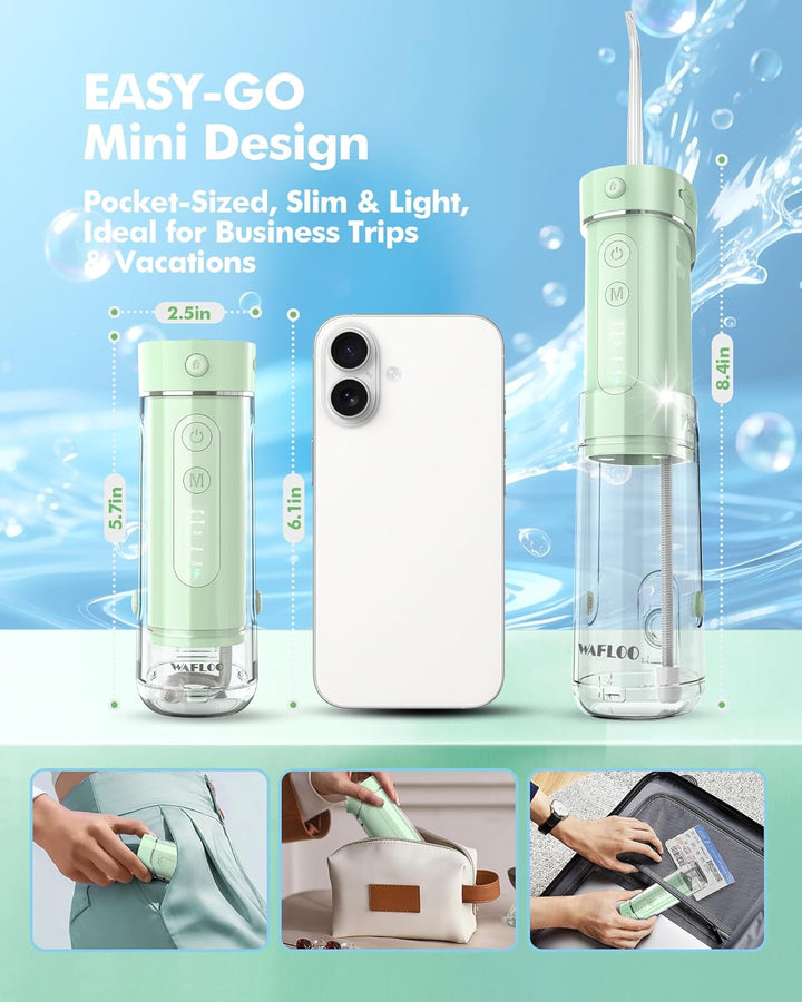 Reise Munddusche Kabellos Tragbarer: Wasserflosser Ultra Kompakt, Oral Irrigator mit 180ML Wassertan