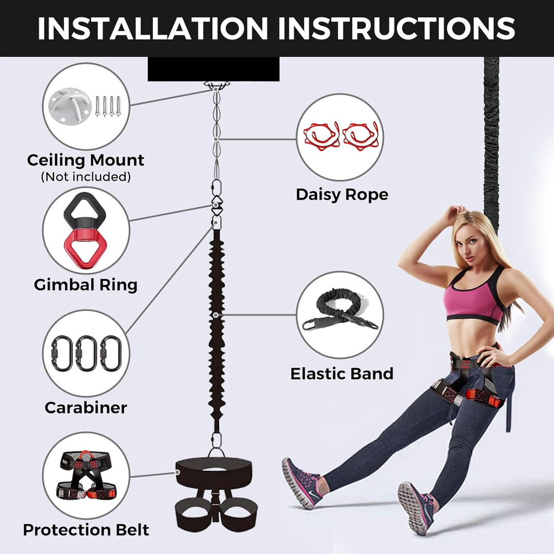 DASKING Heavy Bungee Band Set, Air Yoga Widerstand Bungee Stretch Gürtel, 4D Bungee Tanzseil, Exerci