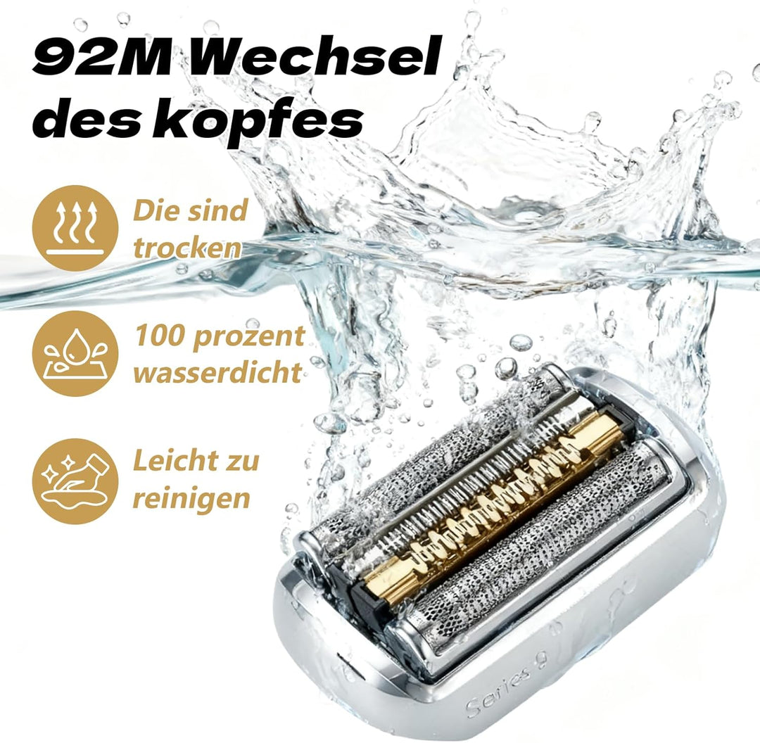 92M Rasierkopf für Braun Series 9 Pro Scherkopf, Kompatibel mit Braun Series 9/9 Pro 9290cc/9291cc/9