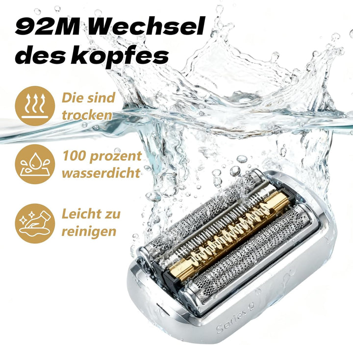 92M Rasierkopf für Braun Series 9 Pro Scherkopf, Kompatibel mit Braun Series 9/9 Pro 9290cc/9291cc/9