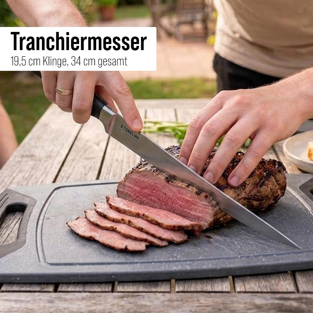 STONELINE® EXCALIBUR® Messerblock, bestückt, 6-teilig, rostfreier Spezialklingenstahl, Inklusive Sch