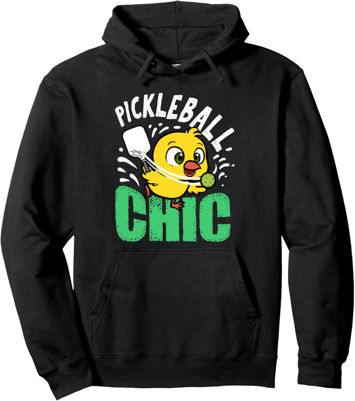 Pickleball-Küken-Illustration für einen Pickleball-Spieler Pullover Hoodie