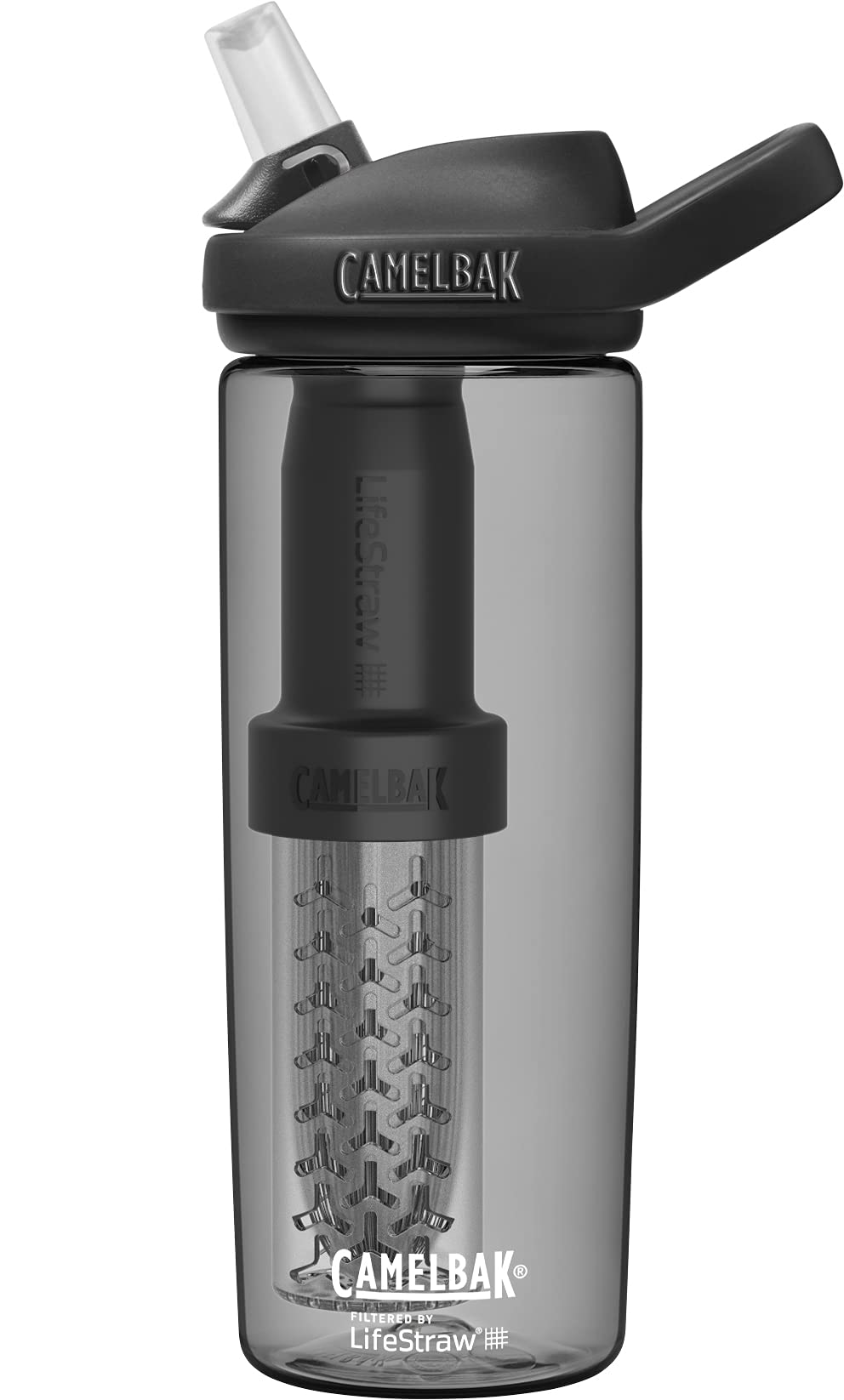Camelbak Eddy+ gefiltert durch Lifestraw Water Bottle Holzkohle Holzkohle 600ML, Holzkohle 600ML