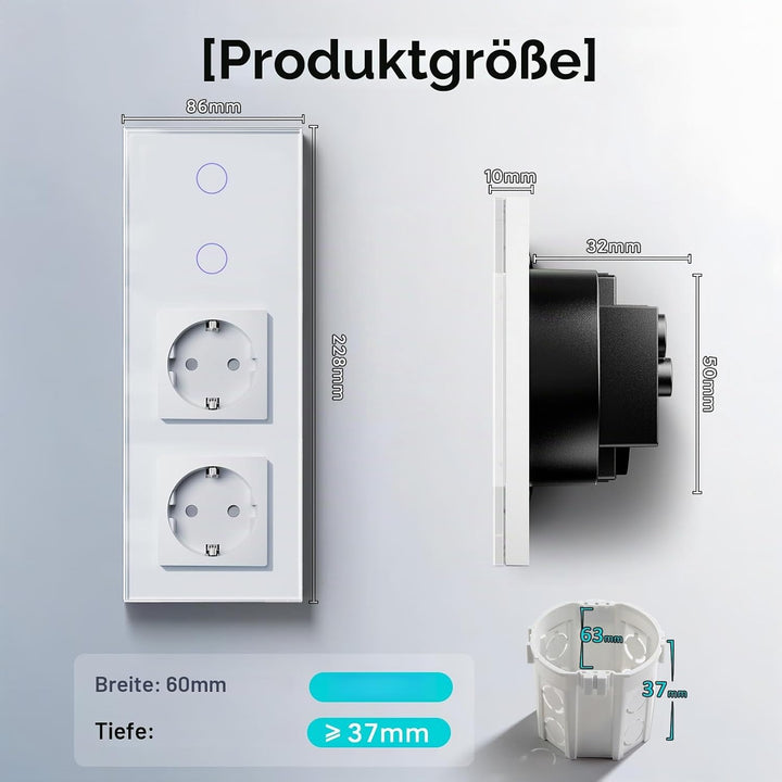 BSEED Normal Steckdose mit Smart Alexa Lichtschalter Kompatibel mit Alexa,Google Home,Touchscreen-sc