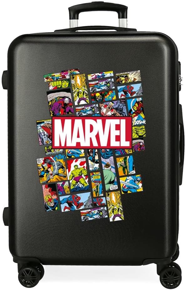 Marvel Avengers Comic Mittlerer Koffer Schwarz 48x68x26 cms Hartschalen ABS Kombinationsschloss 70L