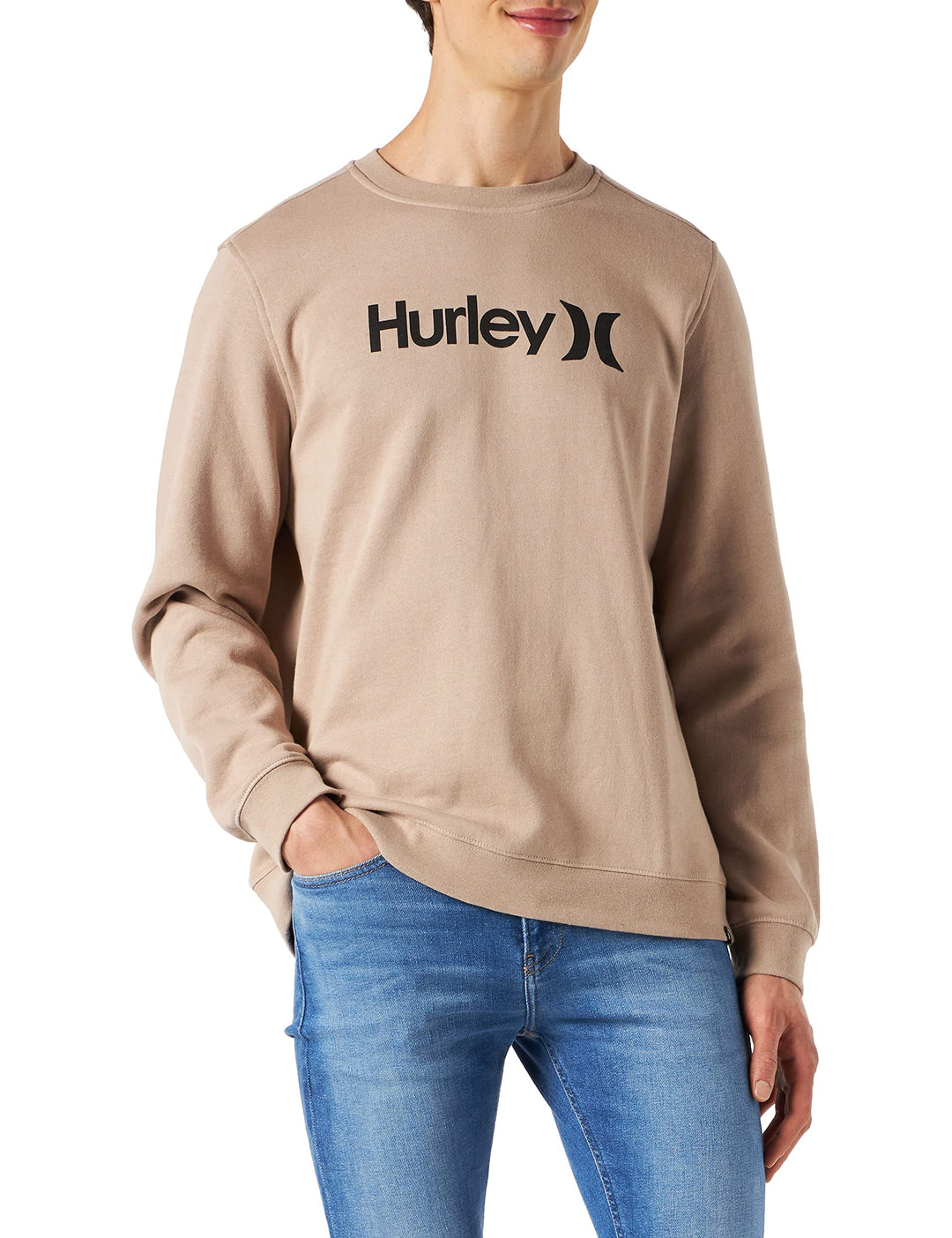 Hurley Herren Seasonal OAO Crew Fleece Sweatshirt S Simply Taupe, S Simply Taupe