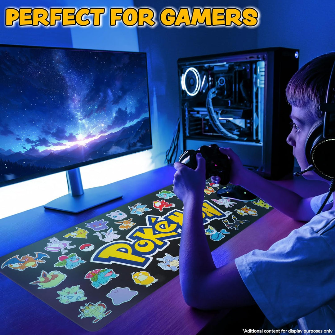 Pokemon Mauspad XXL 80x35 cm Schreibtischunterlage Gross Cooles Pikachu Mousepad Gaming rutschfest S