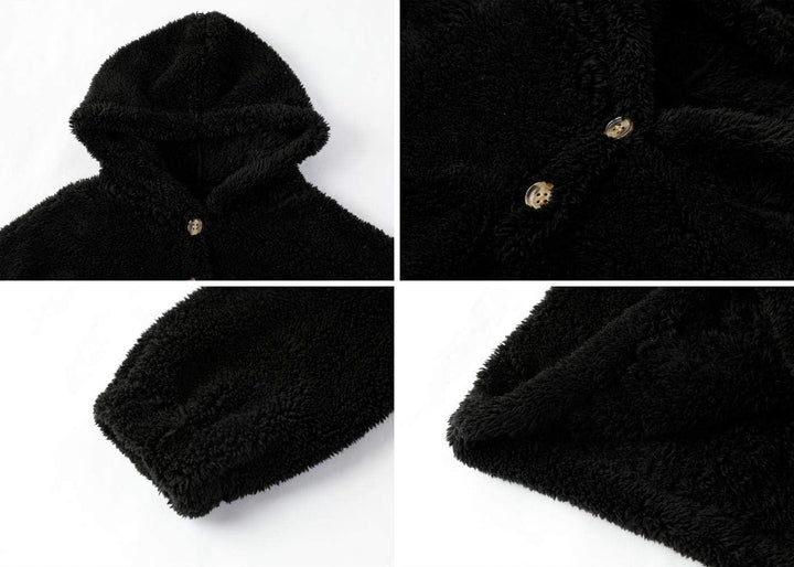 Imily Bela Kinder Mädchen Kapuzenpullover Fleece Hoodie Sherpa Sweatershirt Warm Teddy Pulli 7 Jahre