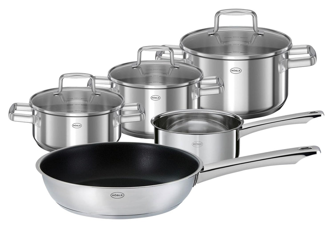 Kochtopf-Set - 5-teilig - Edelstahl 18/10 - mit Deckel