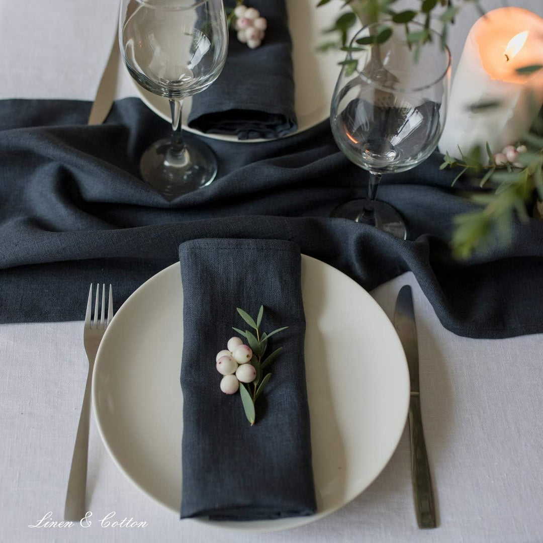 Linen &amp; Cotton Hochwertige 4 x Stoffservietten/Servietten Stoff/Leinenservietten Hygge -100% Leinen,