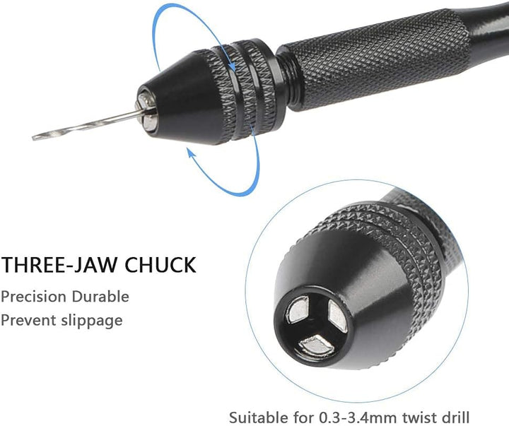 DODUOS Handbohrer Set mit 25 Stück Spiralbohrer Bits, 10 Stück PCB Mini Bohrer, 1 Stück Schraubstock