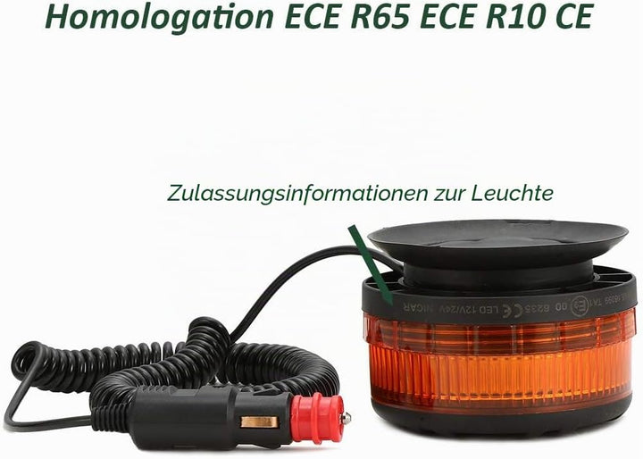 D-TECH 12/24V LED Warnlicht Stroboskoplicht Blinklichter Frontblitzer Rundumleuchte Amber Notlicht-L