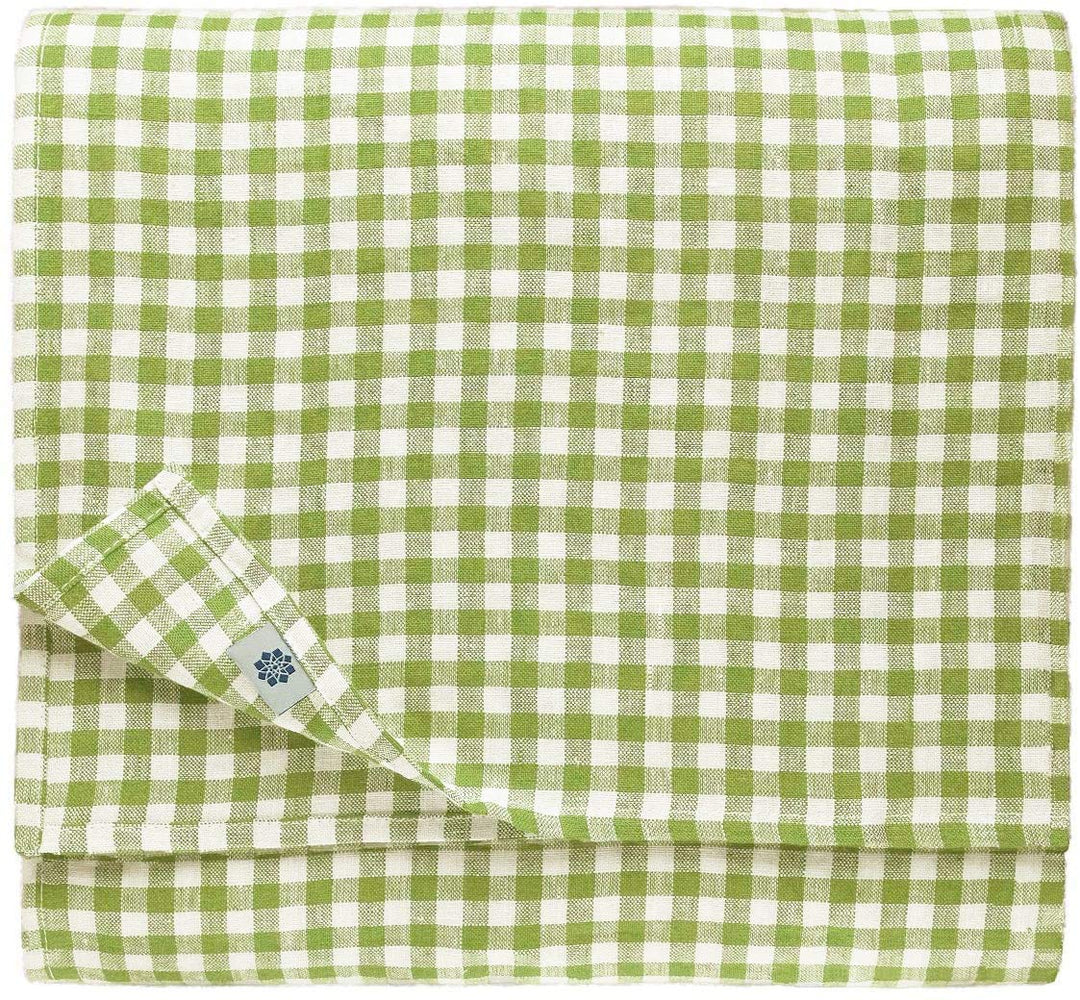 Linen &amp; Cotton Tischdecke Tischtuch Tischwäsche Kariert Landhausstil Estella - 100% Leinen, Weiss We