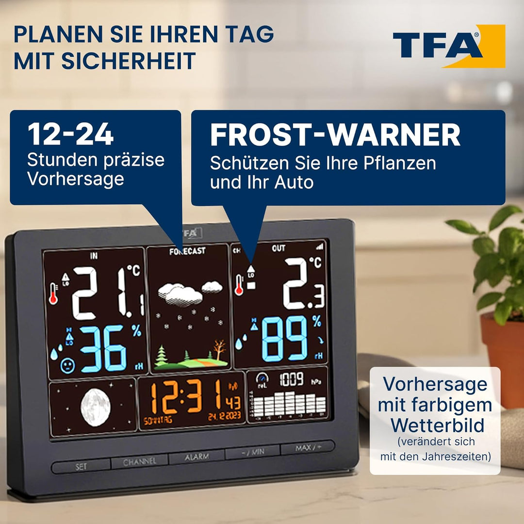 TFA Dostmann Funk-Wetterstation Season 2, 35.1118, mit Aussensender, Wettervorhersage, Farbdisplay,