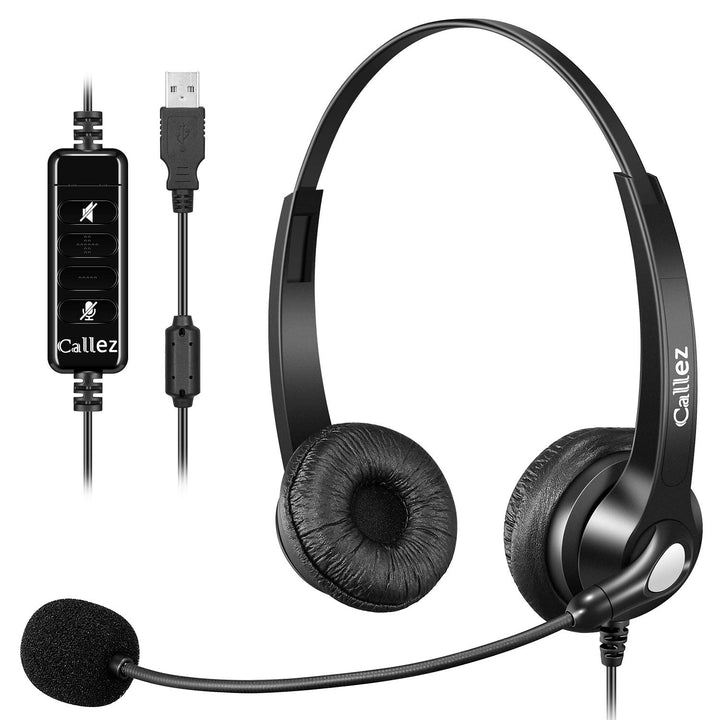 Callez USB Headset PC für Business Skype UC Lync SoftPhone Call Center Office, Stereo PC Kopfhörer m
