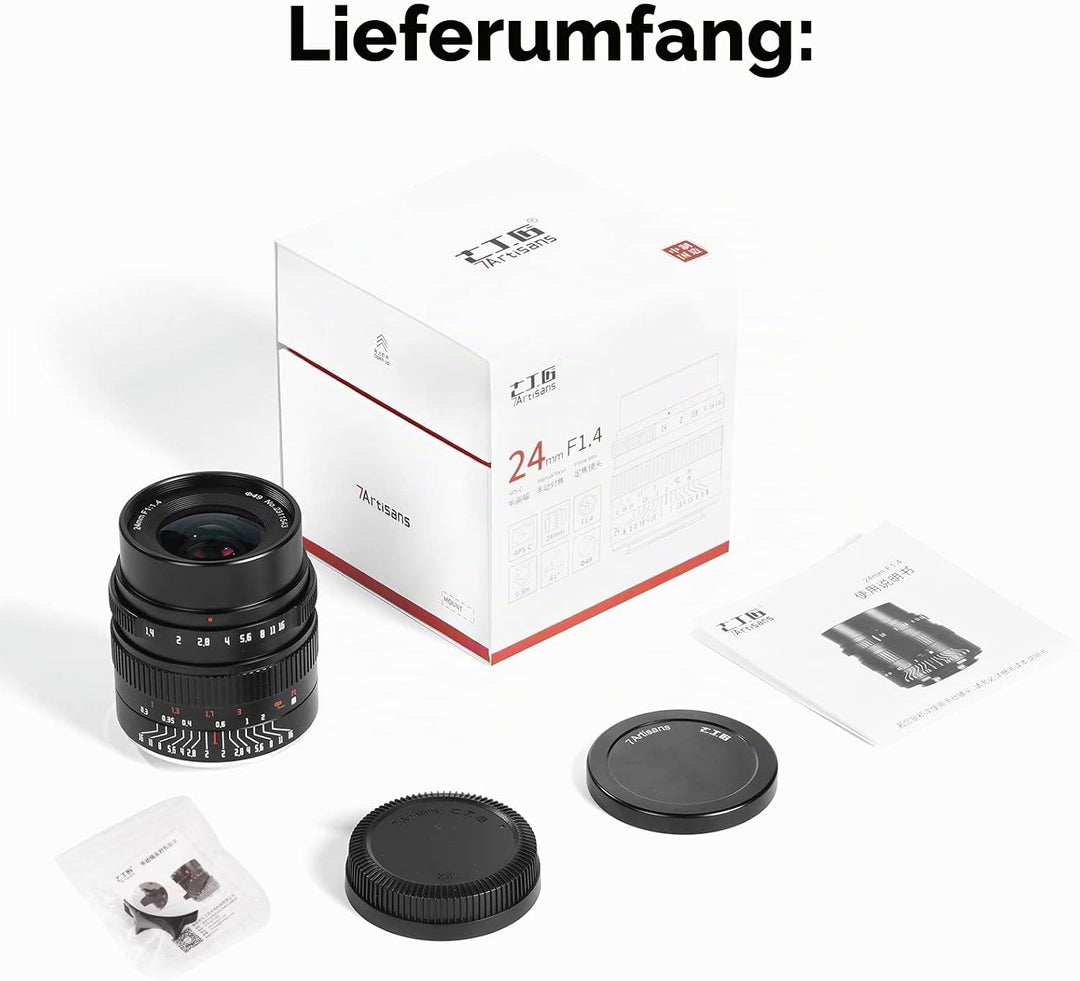 7artisans 24mm F1.4 APS-C Manual Prime Objektiv Grosse Blende für Fujifilm FX-Mount Spiegellose Kame