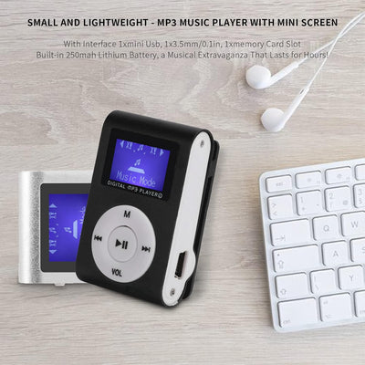 Mini-MP3-Player, Tragbarer Musik-Player, mit LCD-Bildschirm, Speicherkartenunterstützung, Maximale U