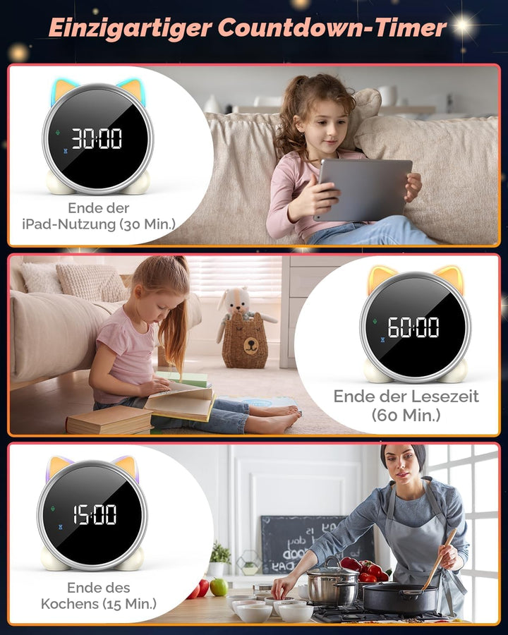 Lemnoi Kinderwecker Lichtwecker für Jungen und Mädchen, Batteriebetrieben Kinder Schlaftrainer mit N
