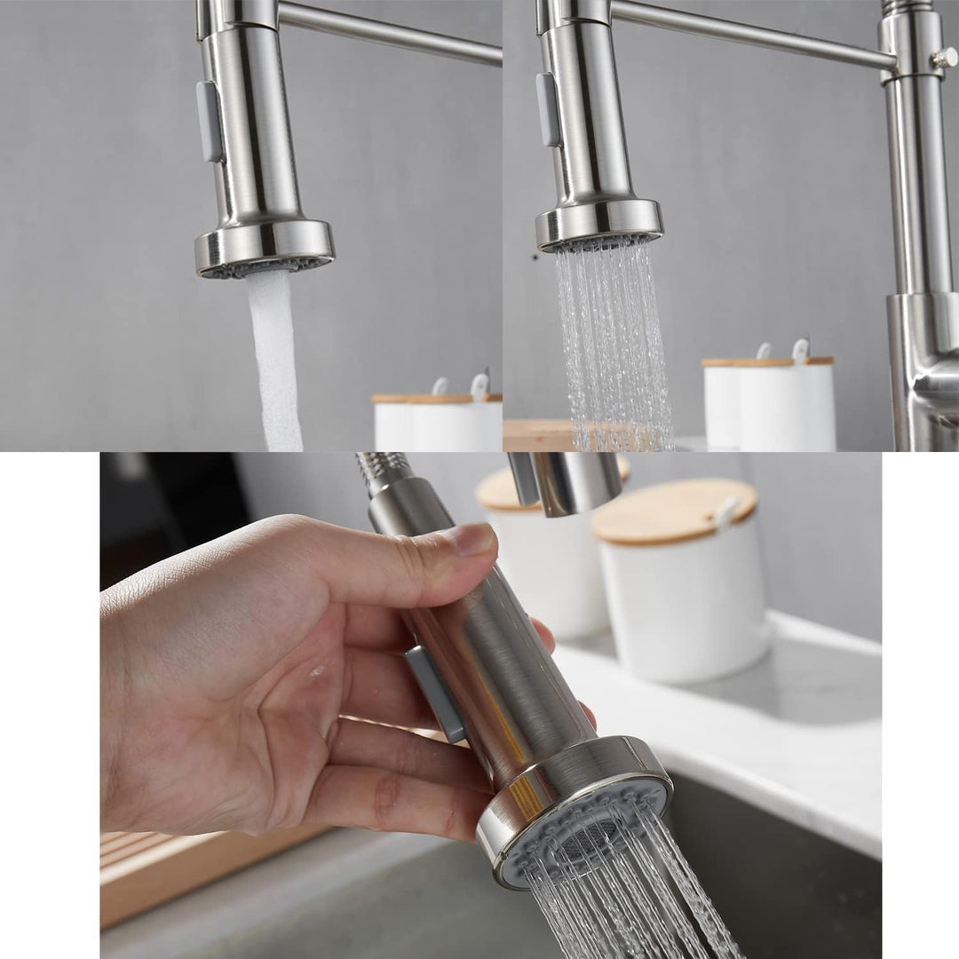 Wasserhahn Küche, Hoher Bogen Hochdruck Küchenarmatur mit Herunterziehen Brause Armatur 360° drehbar
