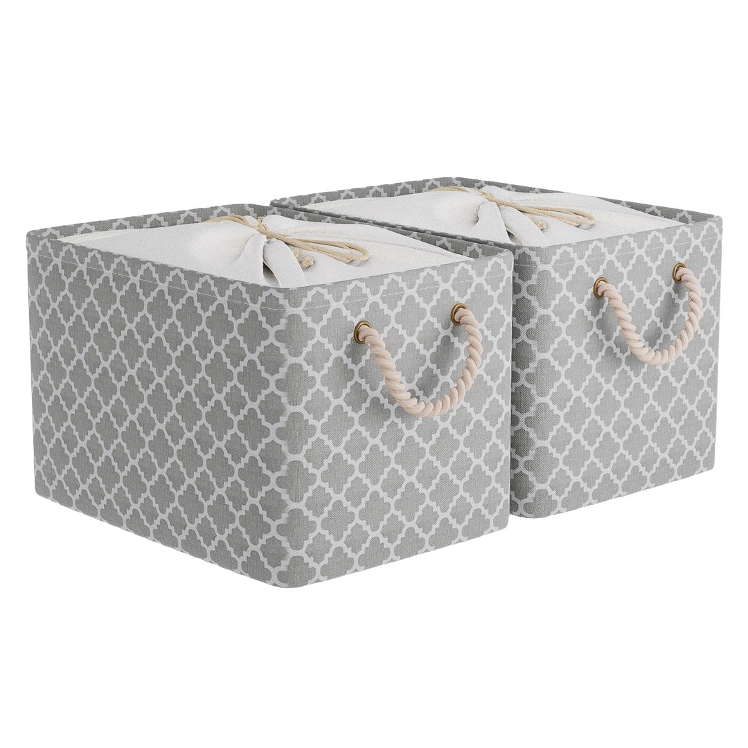 OUTBROS Grosse Aufbewahrungskorb, 40x30x26cm cm Stoff Aufbewahrungsboxen mit Kordelzug und Griffen,