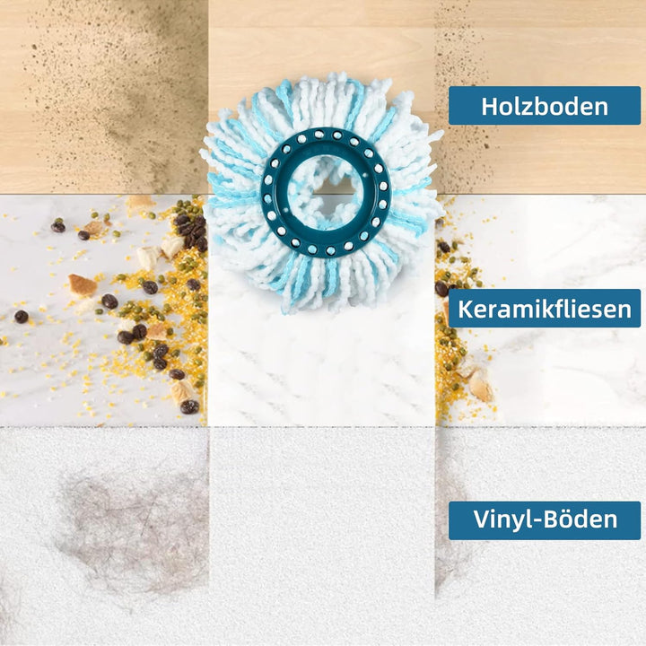 4 Stück Ersatzkopf für Leifheit CLEAN Twist Disc Mop Ergo, 2-Faser-System Wischmopkopf Ersatzbezug m