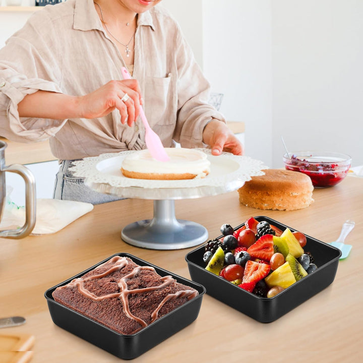 TEAMFAR Quadratisch Auflaufform 2er Set, Edelstahl Brownie Kuchenform Eckig mit Antihaftbeschichtet,