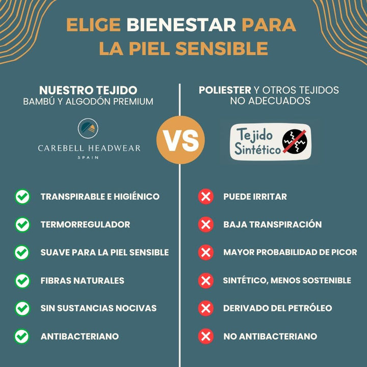 CAREBELL Amalfi Cap mit langen Bändern für Alopezie, Haarausfall, Krebs aus Bambusgewebe Einheitsgrö