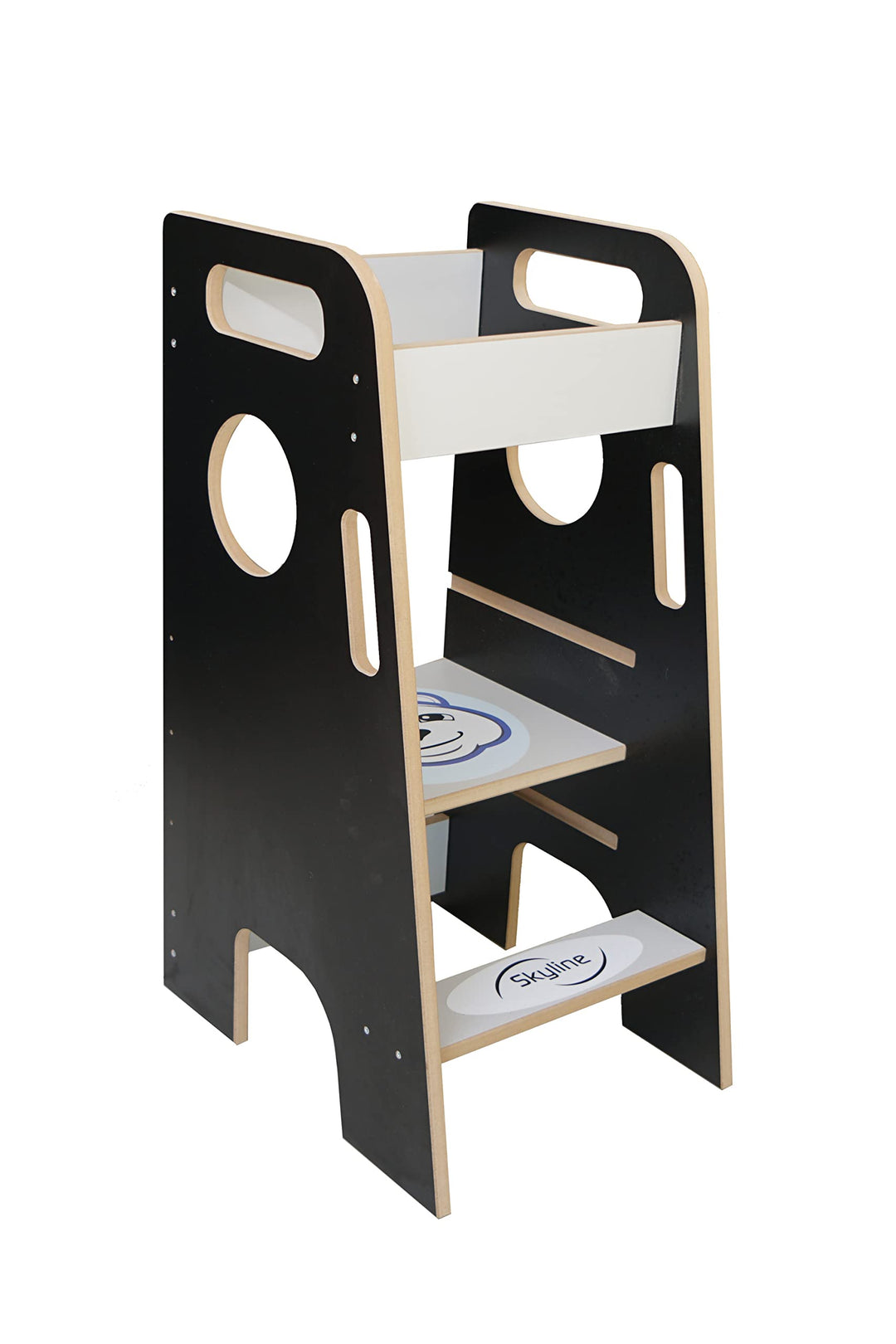 Skyline Baby Montessori Lernturm Kleinkind Trittstufe mit Verstellbarer Höhe und Sicherheitsschiene