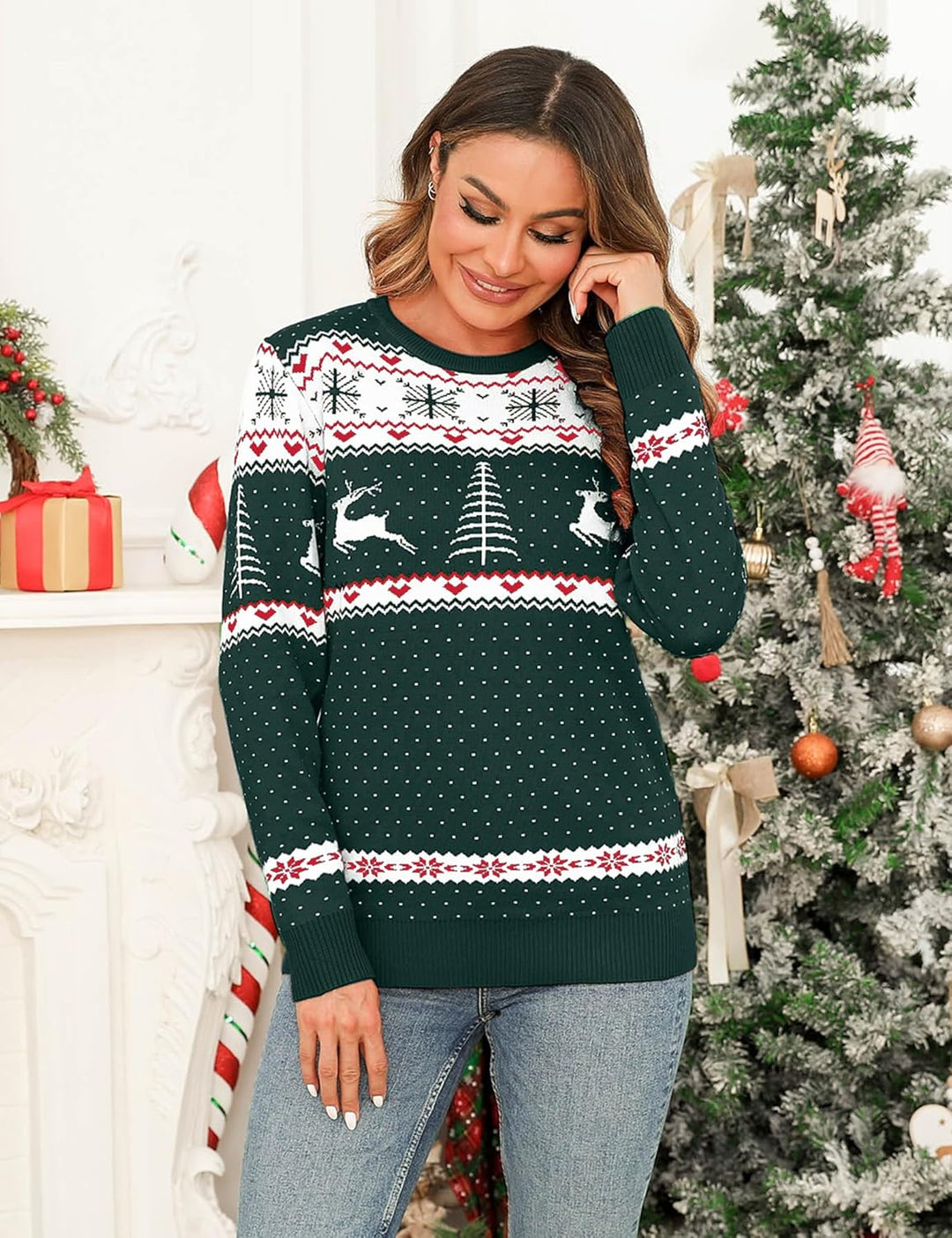 Totatuit Weihnachtspullover Damen Hässliche Christmas Sweater Feinstrick Strickpullover Xmas Sweater