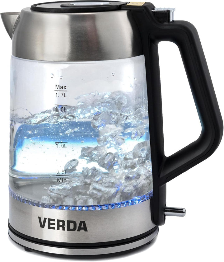 Wasserkocher 1,7L (2200W) Edelstahl, LED-Beleuchtung, Kalkfilter, OneTouch-Verschluss, Kabelaufwickl