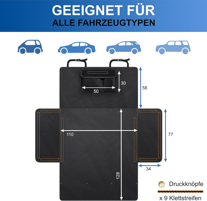 WhizProducts® Basic Kofferraumschutz Hund – wasserdichte Auto Hundedecke mit Seitenschutz – Robuste