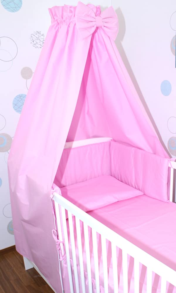 Babybett Himmel Vollstoff - Rosa - für Baby Bett Vollstoffhimmel Baumwolle