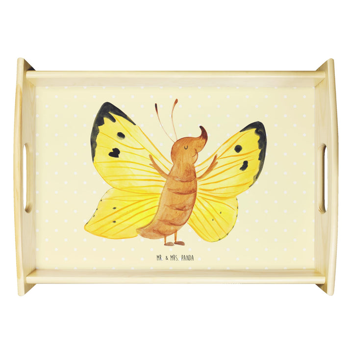 Mr. & Mrs. Panda Küchentablett Schmetterling Zitronenfalter - Geschenk, Holztablett, Fakten, Liebe,