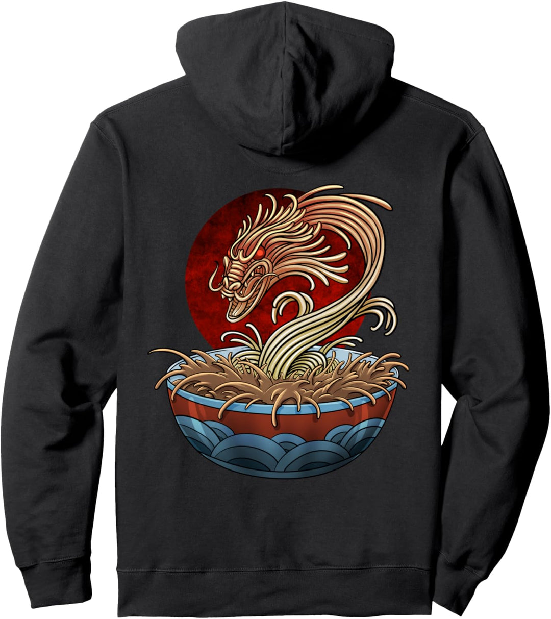 Japanischer Drache Ramen Nudel Japan Foodie (Rückendesign) Pullover Hoodie
