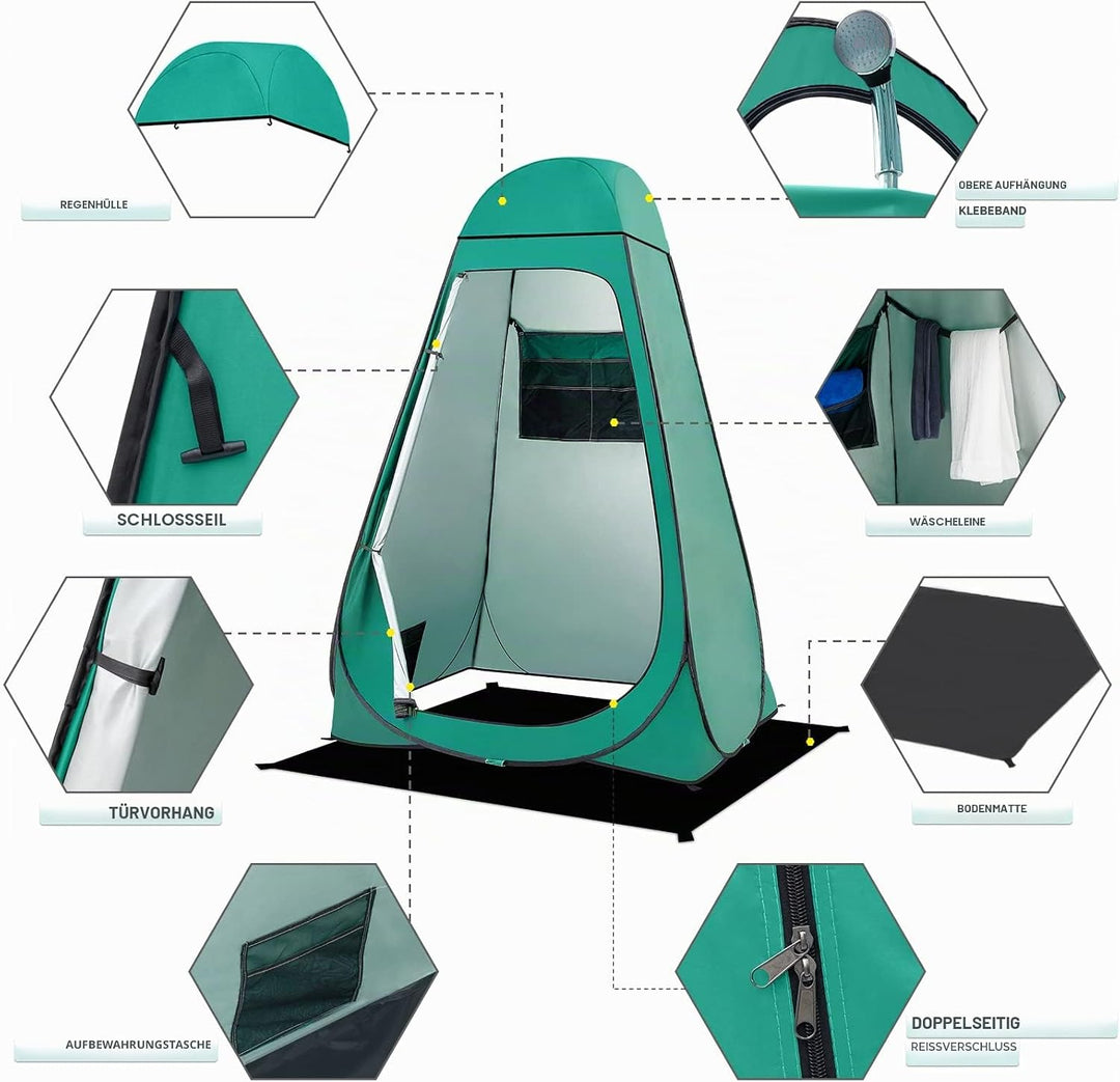 BRIAN & DANY Duschzelt Camping, Pop Up Toilettenzelt, Tragbares Umkleidezelt mit Regenschutz und Fen
