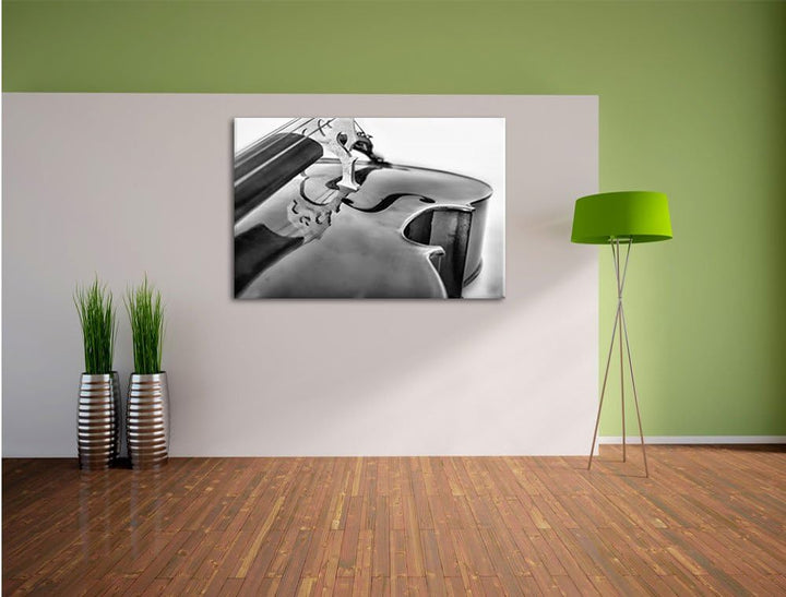 Monocrome, Cello, Format: 100x70 auf Leinwand, XXL riesige Bilder fertig gerahmt mit Keilrahmen, Kun