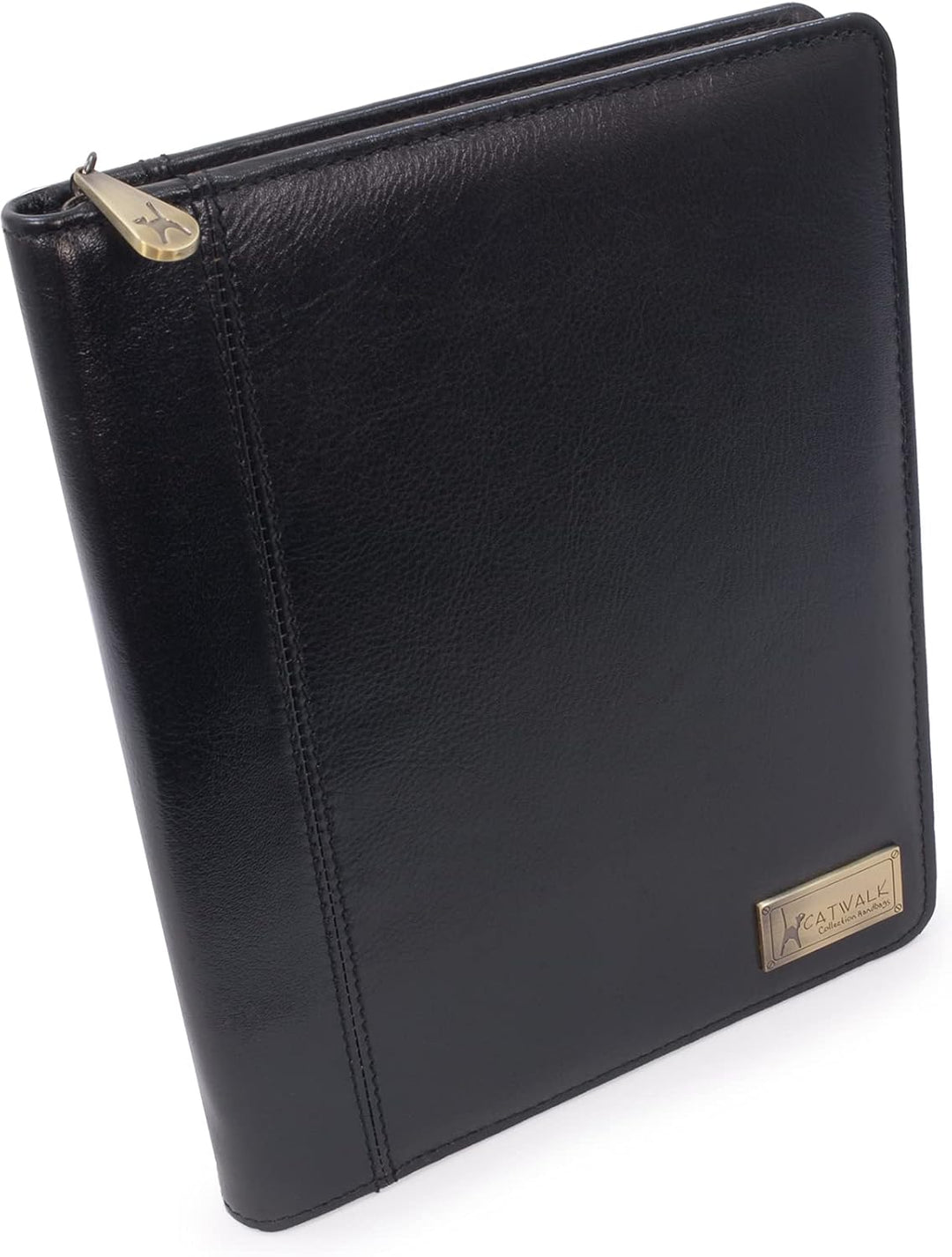 Catwalk Collection Handbags - Vintage Leder - A5 Reissverschluss Konferenzmappe Schreibmappe - Angel