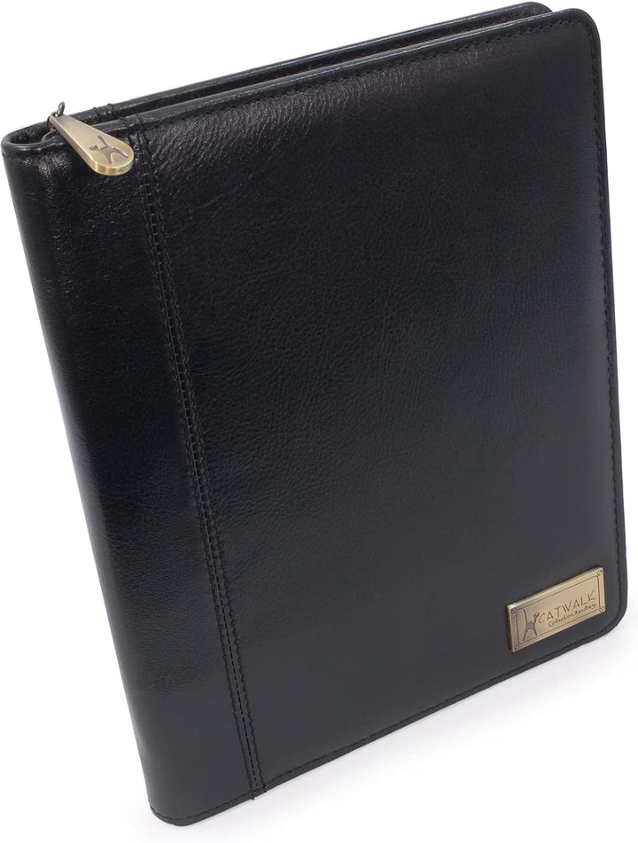 Catwalk Collection Handbags - Vintage Leder - A5 Reissverschluss Konferenzmappe Schreibmappe - Angel