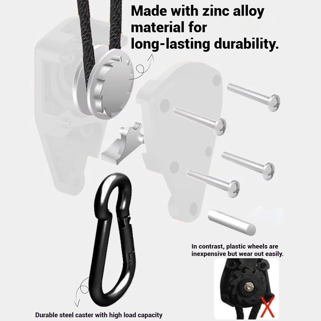 Sevay Captain1/8 Seilratsche, Zeltschnur mit Spanner, Flaschenzug mit Seilbremse,68kg(150Pfund) Zink