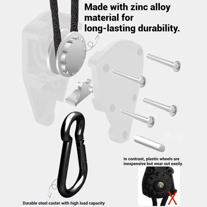 Sevay Captain1/8 Seilratsche, Zeltschnur mit Spanner, Flaschenzug mit Seilbremse,68kg(150Pfund) Zink
