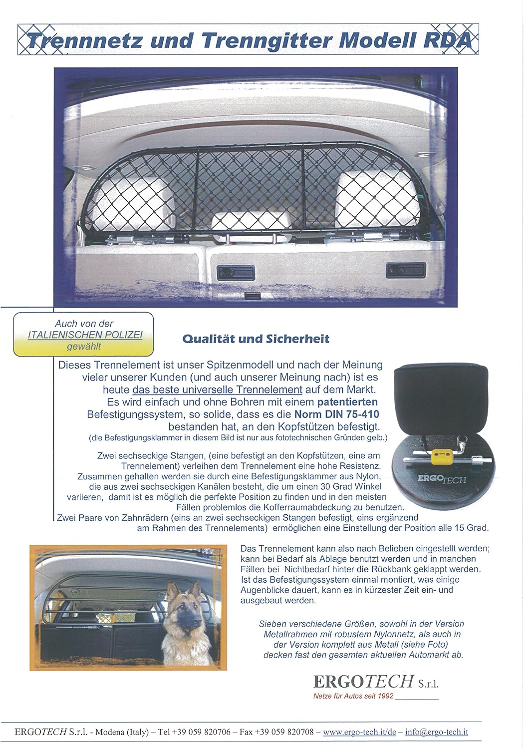 ERGOTECH Trennnetz Trenngitter Hundegitter für Toyota Verso, RDA65-M8