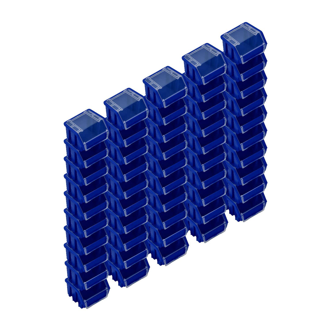 PAFEN Stapelboxen Set – 50x Stapelbox mit Deckel 115 x 75 x 118 mm – Sichtbox Stapelbox für Werkzeug