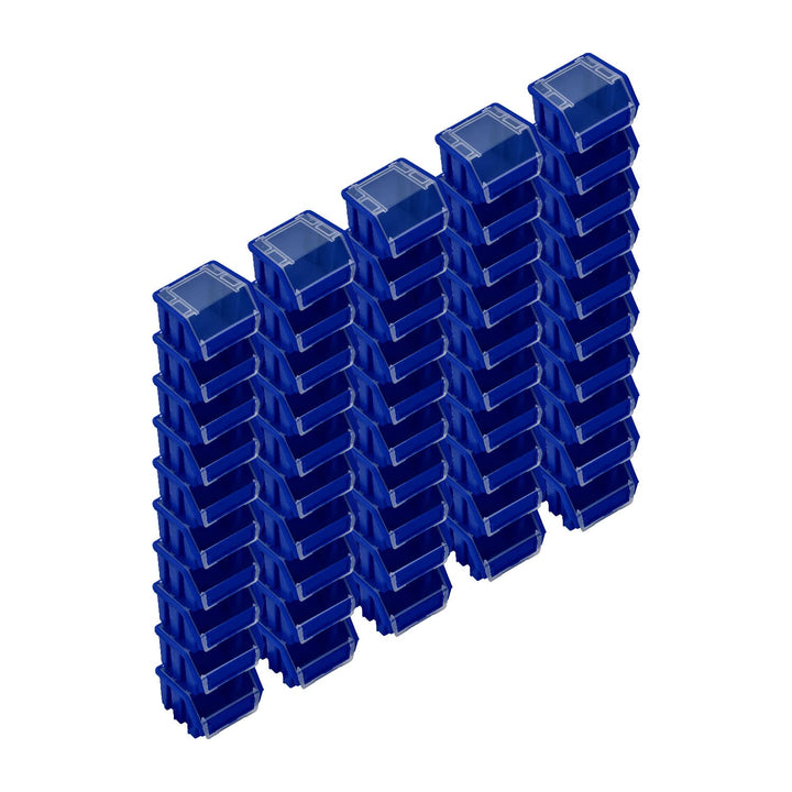 PAFEN Stapelboxen Set – 50x Stapelbox mit Deckel 115 x 75 x 118 mm – Sichtbox Stapelbox für Werkzeug