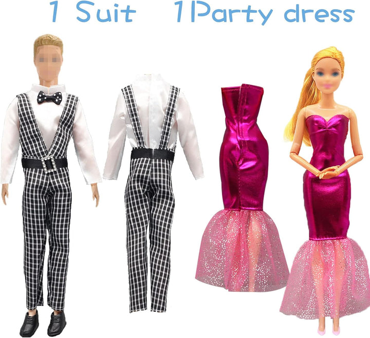 27 Stück Kleidung und Zubehör Kompatibel mit Barbie Puppen 1 Anzug 5 Freizeitbekleidung Kleidung 2 B